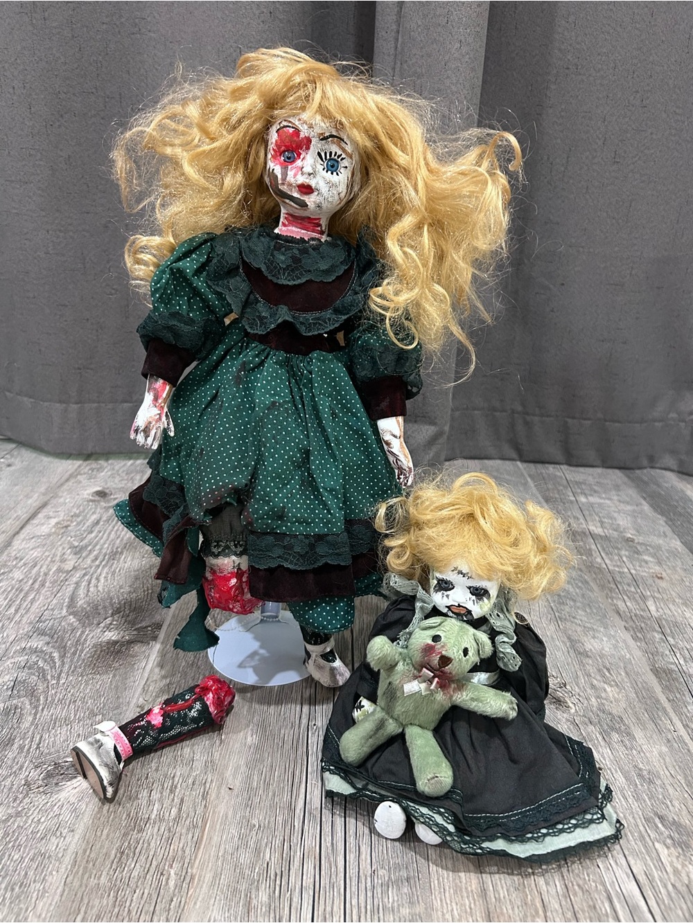 Hand Painted Creepy Halloween Porcelain Doll Set